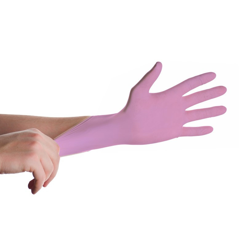 Guantes de nitrilo sin polvo color rosa TALLA XL